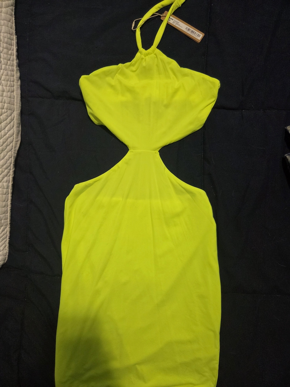 Skims Neon Lime Cutout Halter Bodycon Dress
